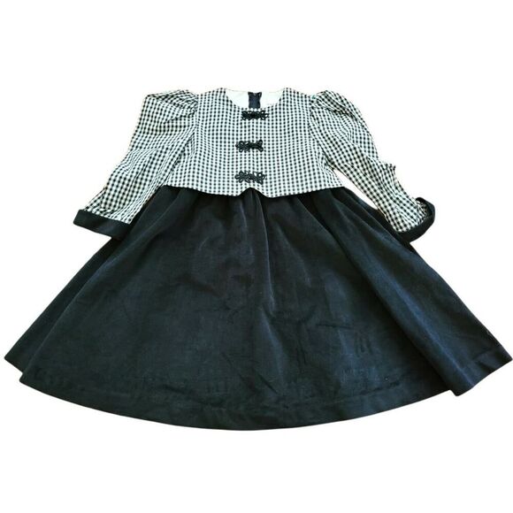 Vintage Ruth Of Carolina Black White Plaid Holiday Party Dress, Size 6 USA Made